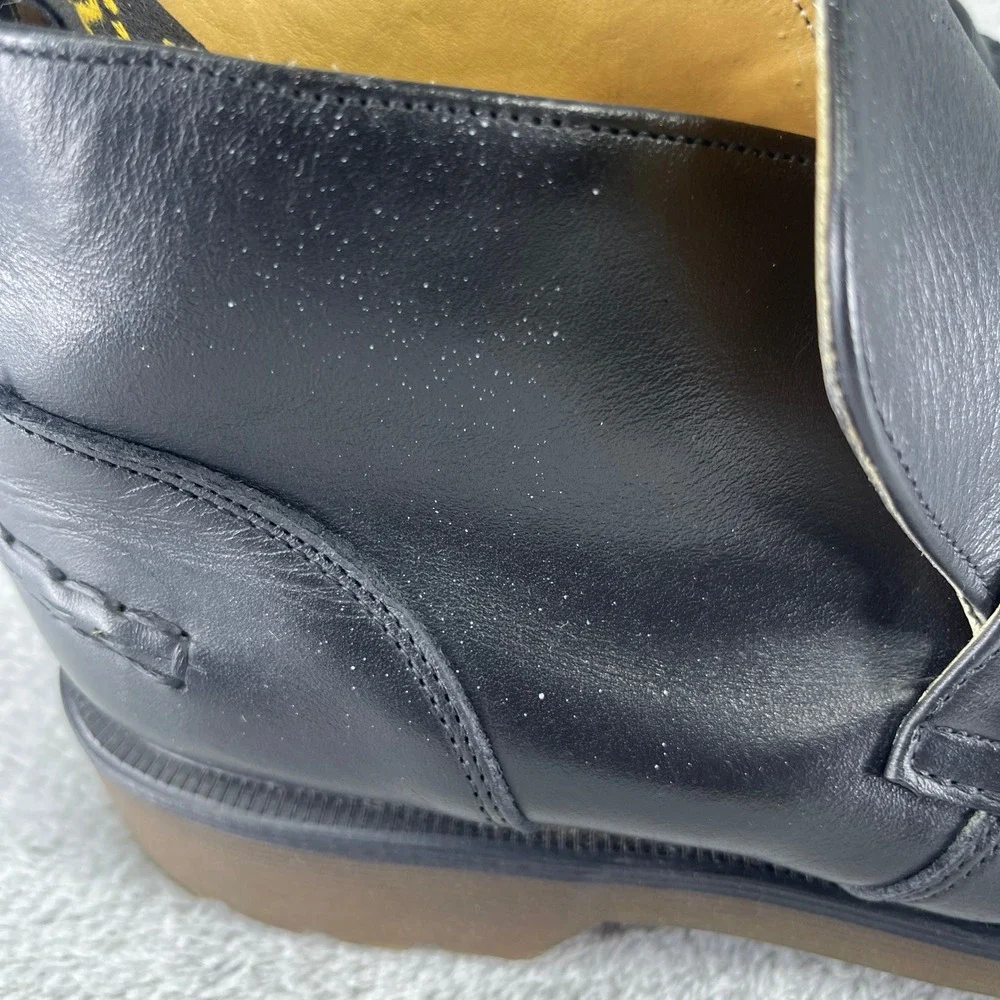 Dr. Martens Boots Mens 8 Black Leather Loafer Moc Toe AirWair Bouncing Soles
